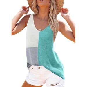 SHEWIN Womens Summer V Neck Tank Top Casual Loose Sleeveless Tops Shirts S